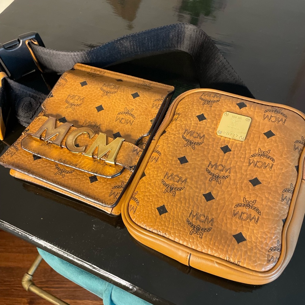 MCM Stark Double Logo Belt Bag